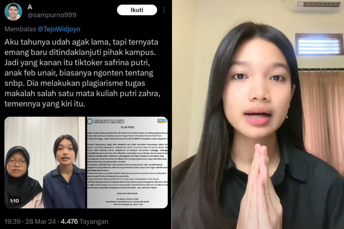 Siapa Putri Zahra Mahasiswi UNAIR? Pemilik Tugas yang Diplagiat Safrina Putri Indira? Netizen Geram Korban Disuruh Minta Maaf