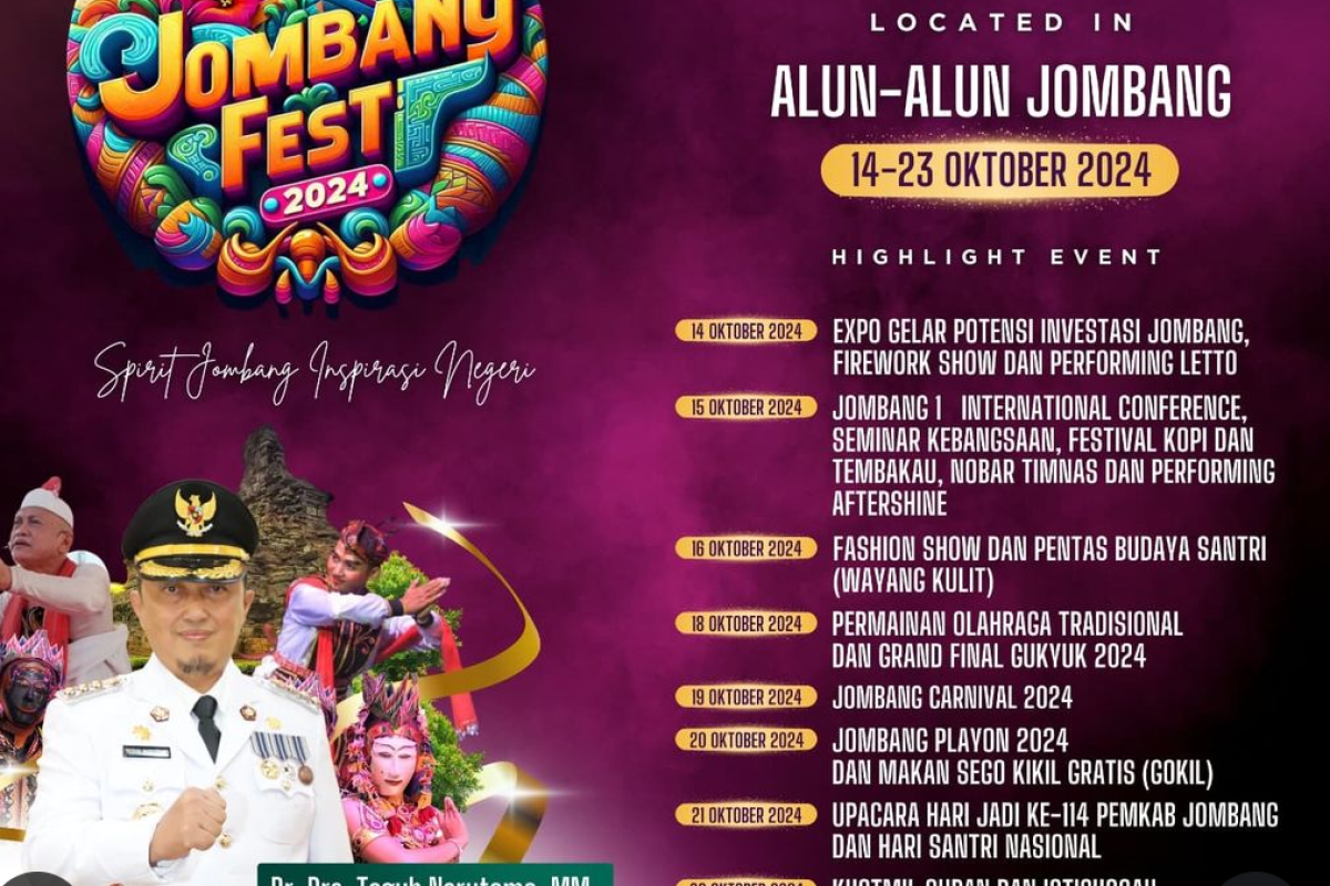 Rangkaian Acara Jombang Fest 2024 Merayakan 114 Tahun Ulang Tahun Pemkab Jombang Ada Bintang Tamu Letto Hingga AfterShine 