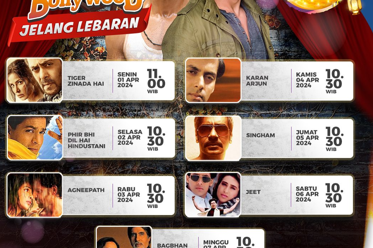 Jadwal Mega Bollywood ANTV 1 April Hingga 7 April 2024 Ada Singham dan Baghban Langsung Klik Disini untuk Linknya