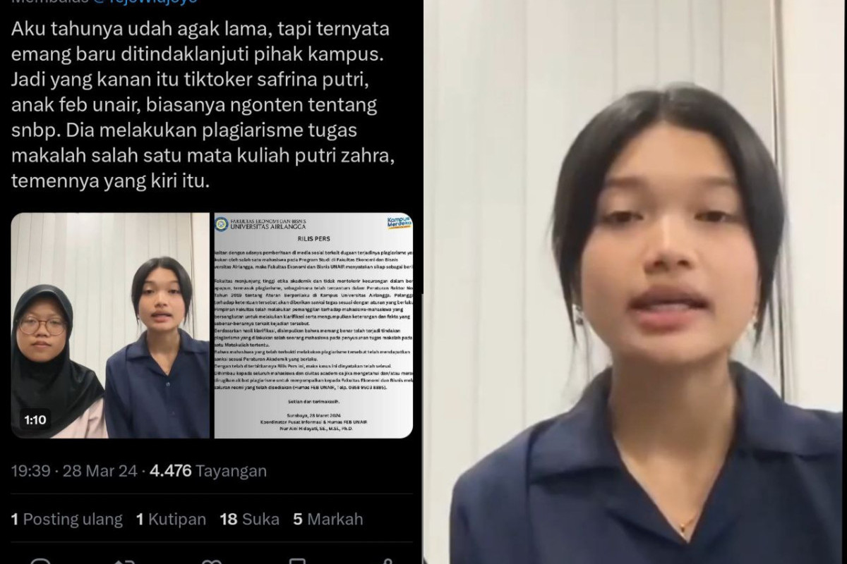 Klarifikasi Putri Zahra Viral di Sosmed, Tugas Diplagiat Safrina Putri Indira, Warganet Geram: Korban ko Disuruh Minta Maaf?