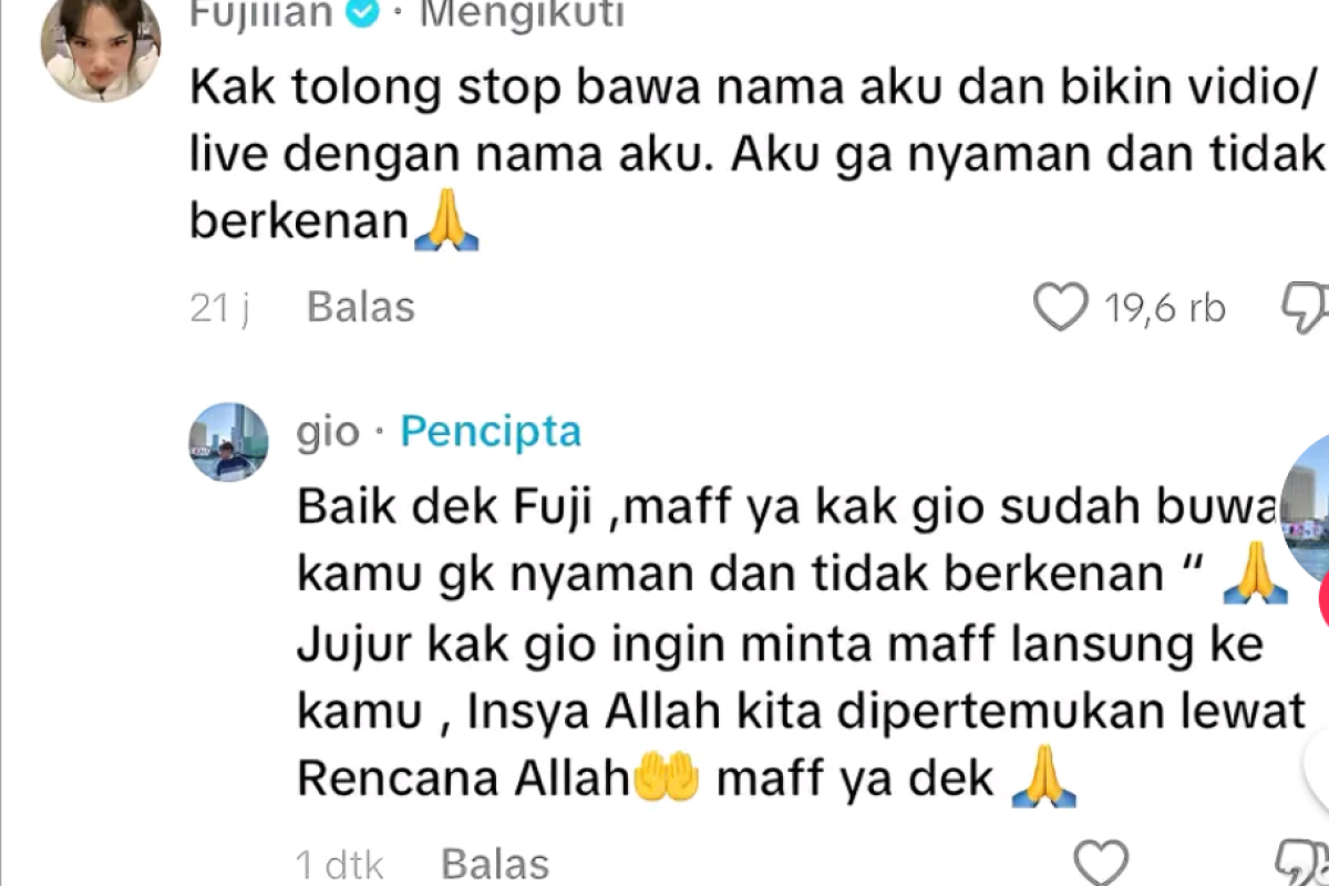 Siapa Gio Ferdiansyah? Tiktoker yang Viral di Tegur Fuji An Akibat Terus Meyenggolnya di TikTok, Benarkah Haters yang Ngaku Sebagai Fans? 