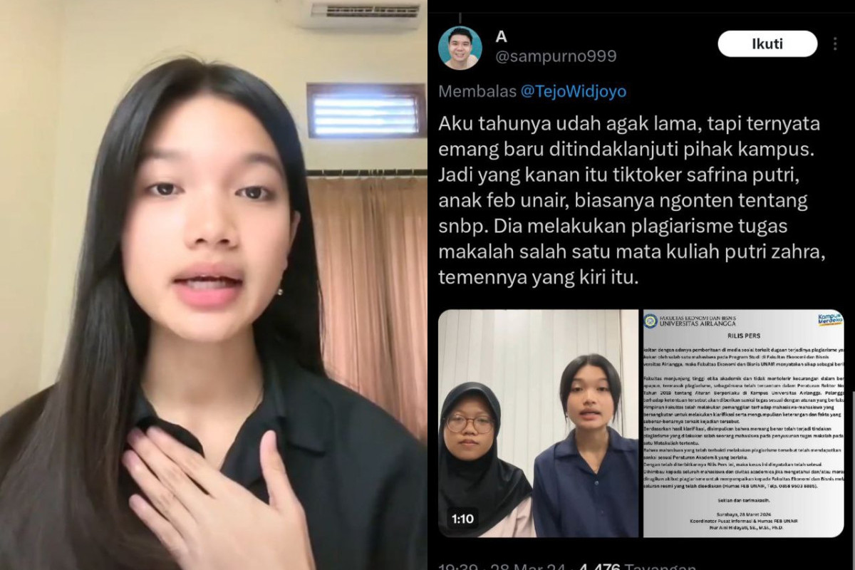 Tugas Diplagiat Safrina Putri Indira Mahasiswi UNAIR, Putri Zahra Korban Justru Diminta Klarifikasi dan Minta Maaf Bareng Pelaku